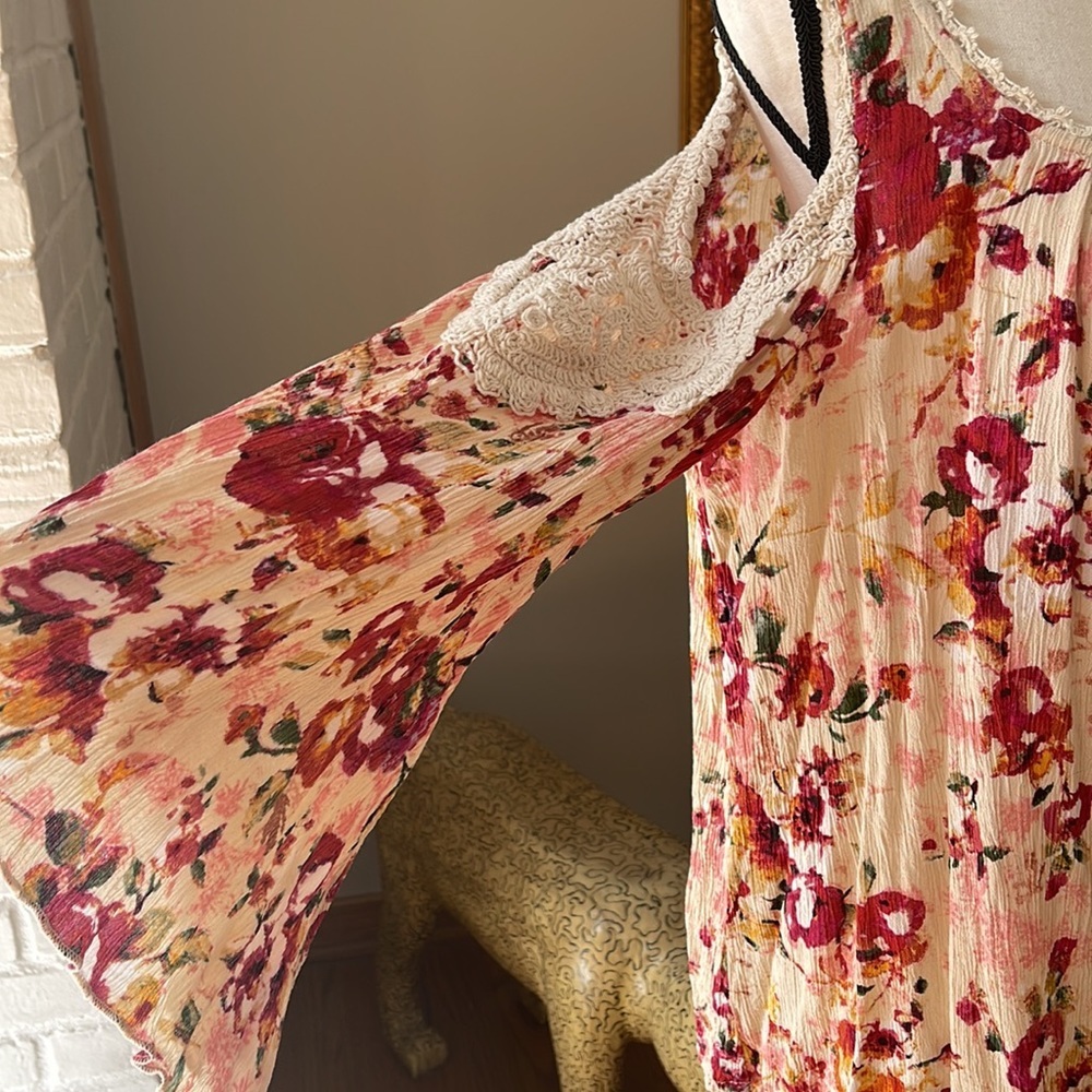 90’s cold shoulder summer top XL | Floral | size XL